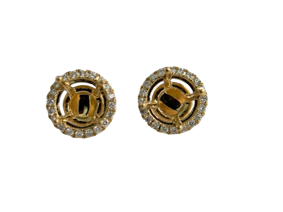 14KY Natural Diamond Halo Stud Mounting 6MM