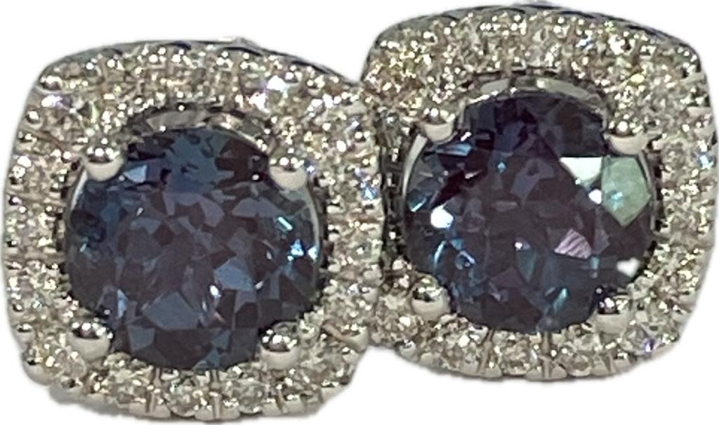 Legend 14KW LG Alexandrite Halo Studs