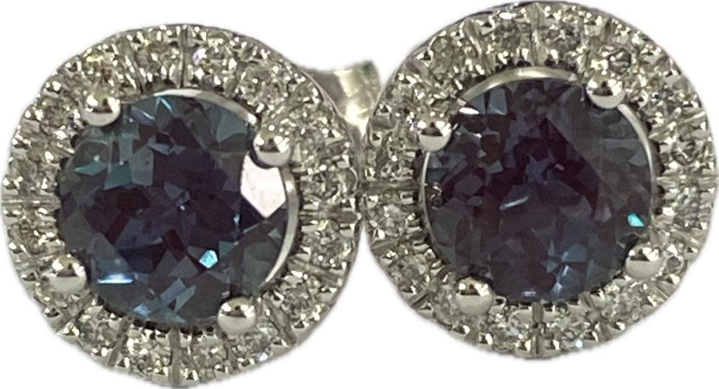 Legend 14KWLG Alexandrite Halo Studs 1.37TW