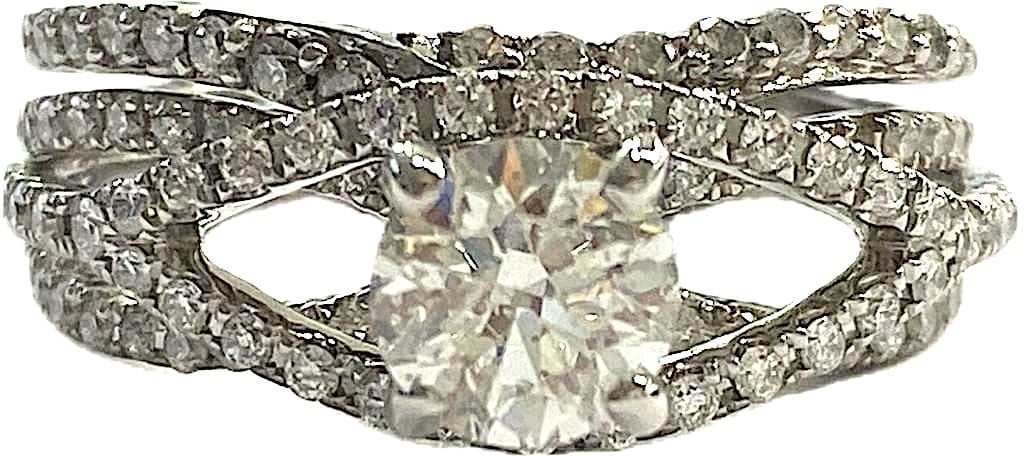 Estate 14KW Nat. Diamond Wedding Set Size 5 (.70CT H I2 center) (.55cttw Sides) GSL800362