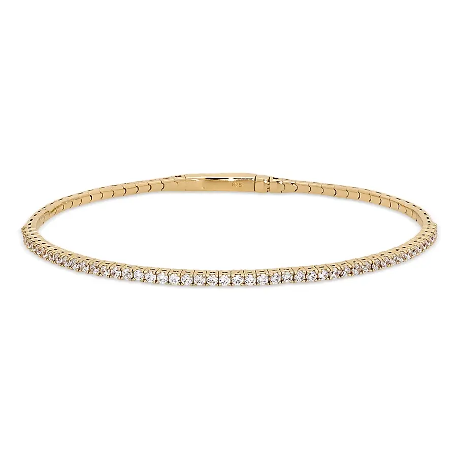 Kelly Waters Gold Vermeil Sterling Silver Single Row Flexible Bracelet with 1.75mm Simulated Diamonds