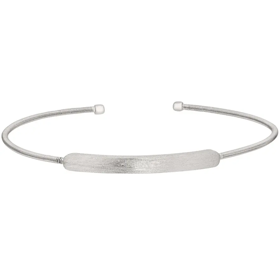 Kelly Waters Rhodium Finish Sterling Silver Cable Cuff Bracelet with Name Plate