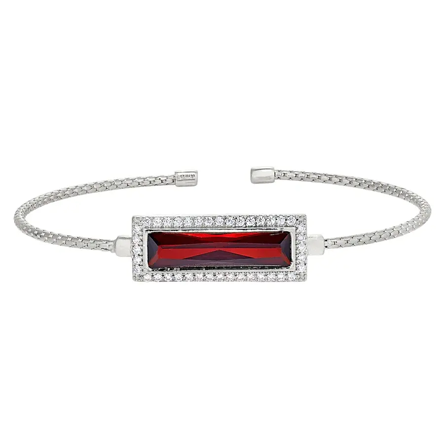 Kelly Waters .925 Rhodium Plated CZ Birthstone Cuff Bangles