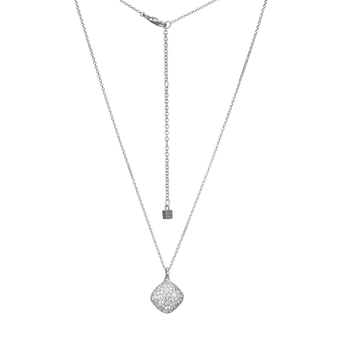 Elle .925  RHODIUM PLATED PETITE DIAMOND SHAPE CUBIC ZIRCONIA PENDANT