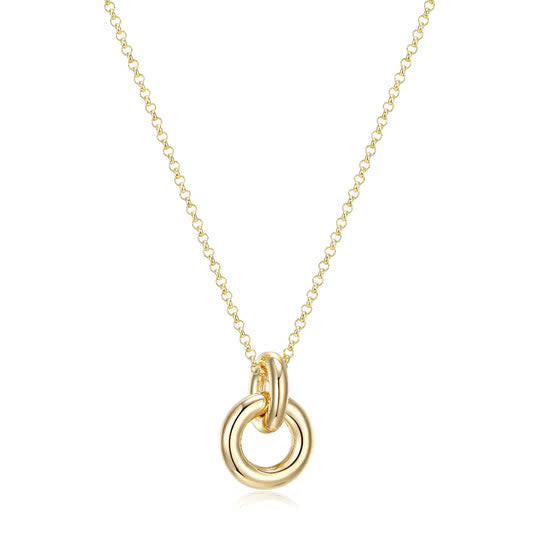 Elle Sterling Silver Gold Plated Circle Drop Pendant and chain