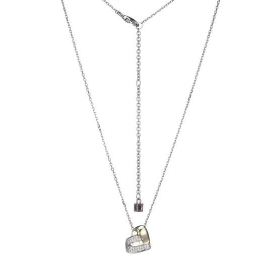 Elle Sterling Silver "Amour" CZ Heart pendant on cable chain Gold Plated