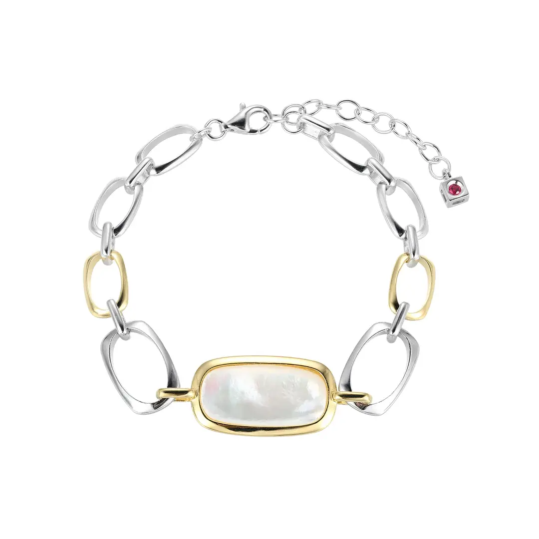 Elle .925 Rhodium & Yellow Gold Plated Bracelet
