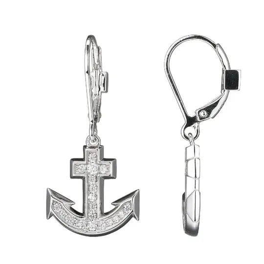 Elle Sterling Silver Earrings with CZ Anchor