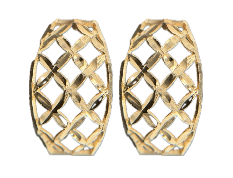 14KY X Basket Weave Stud Earrings