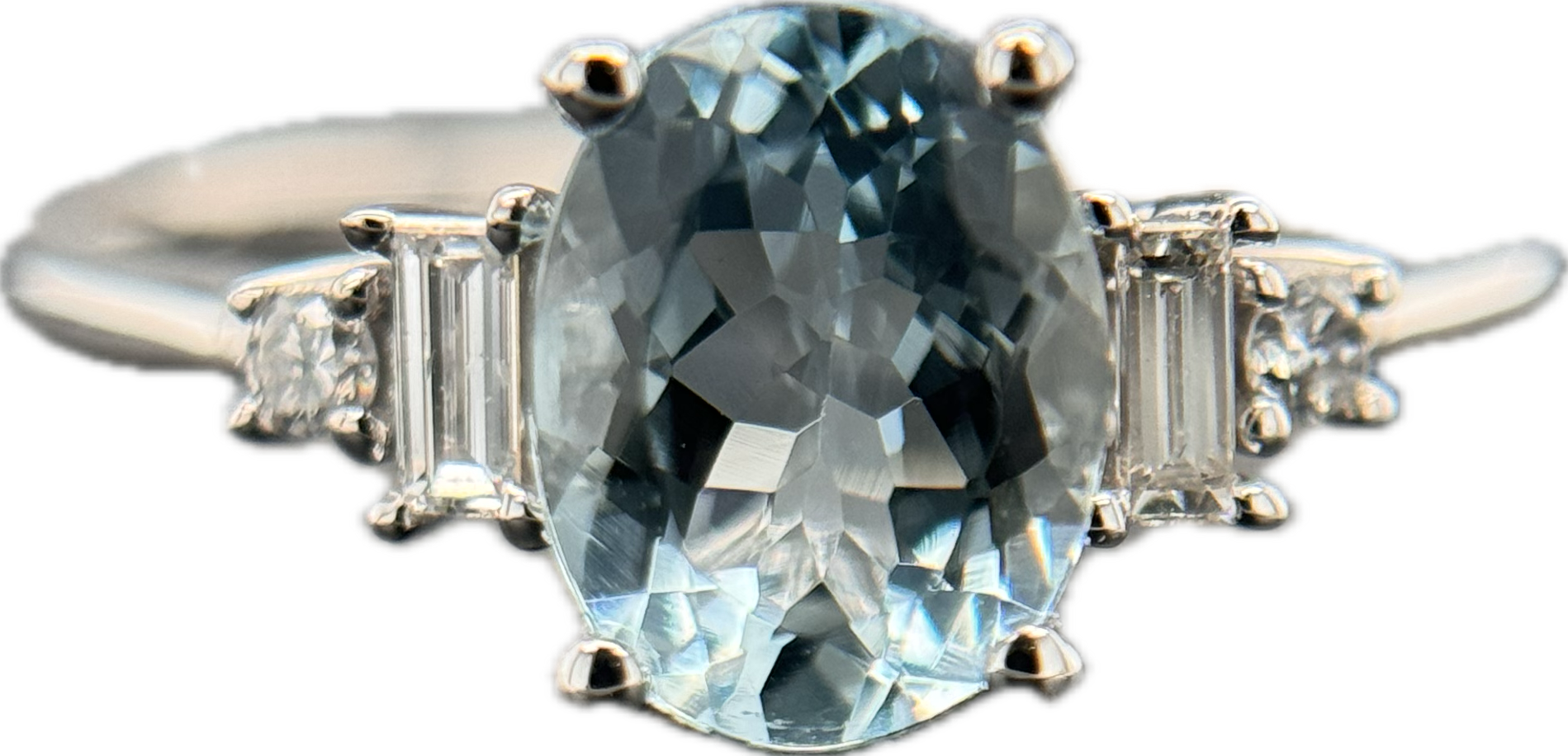 14KW Aquamarine & Diamond Ring