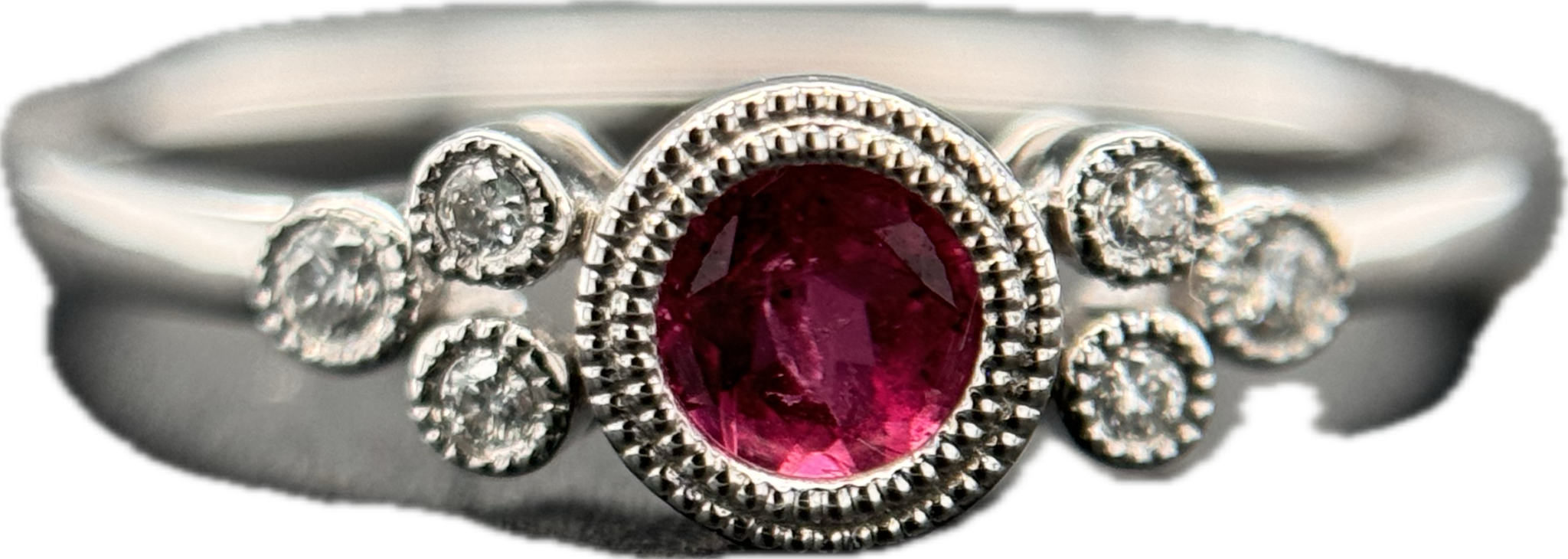 14KW Rubellite & Diamond Ring .27CT