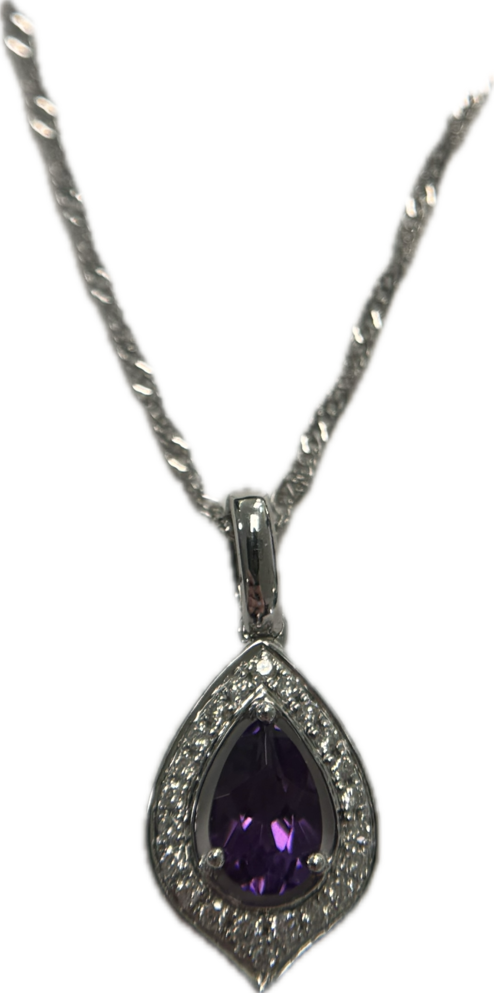14KW Amethyst Halo Pendant .40TW