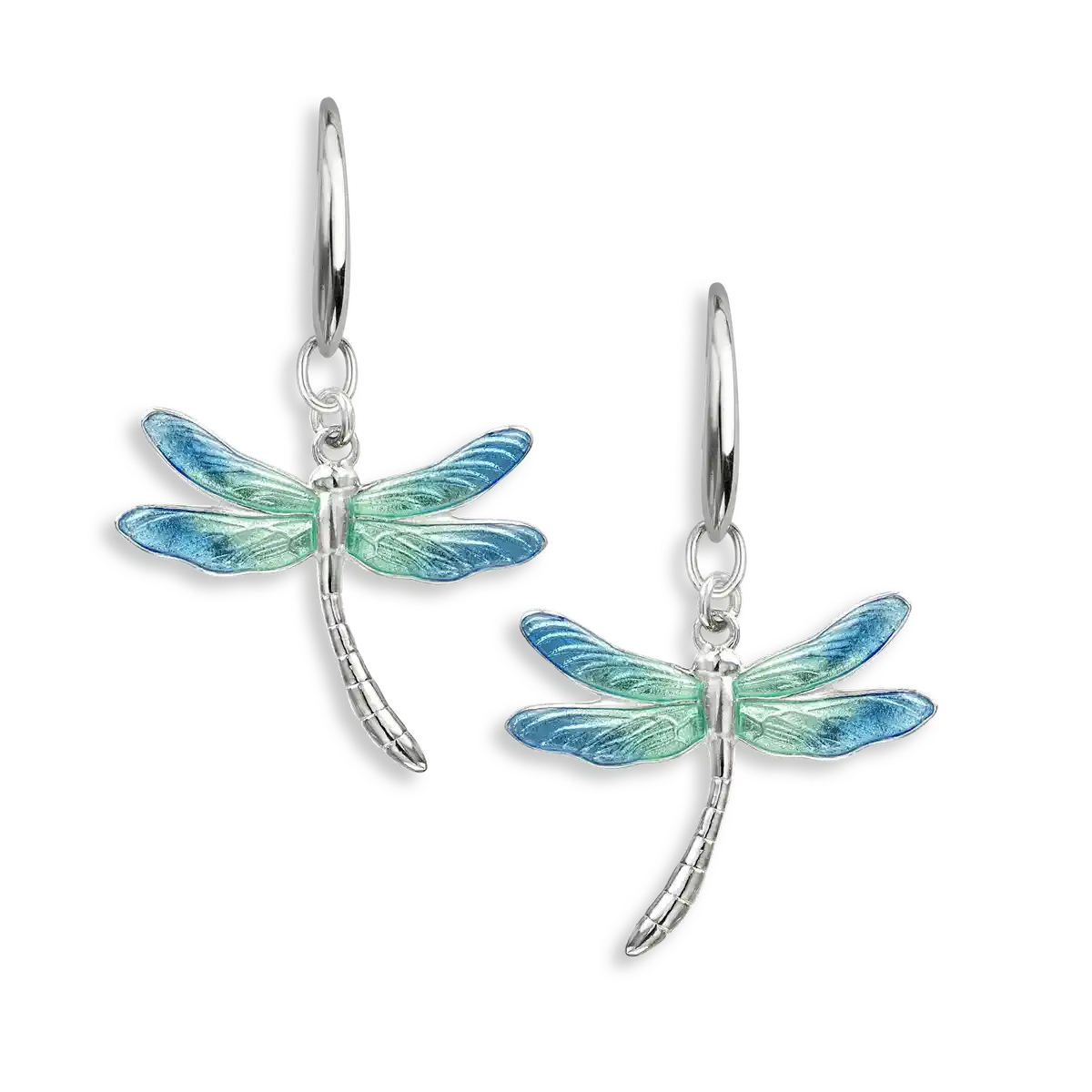 .925 Blue Dragonfly Wire Earrings