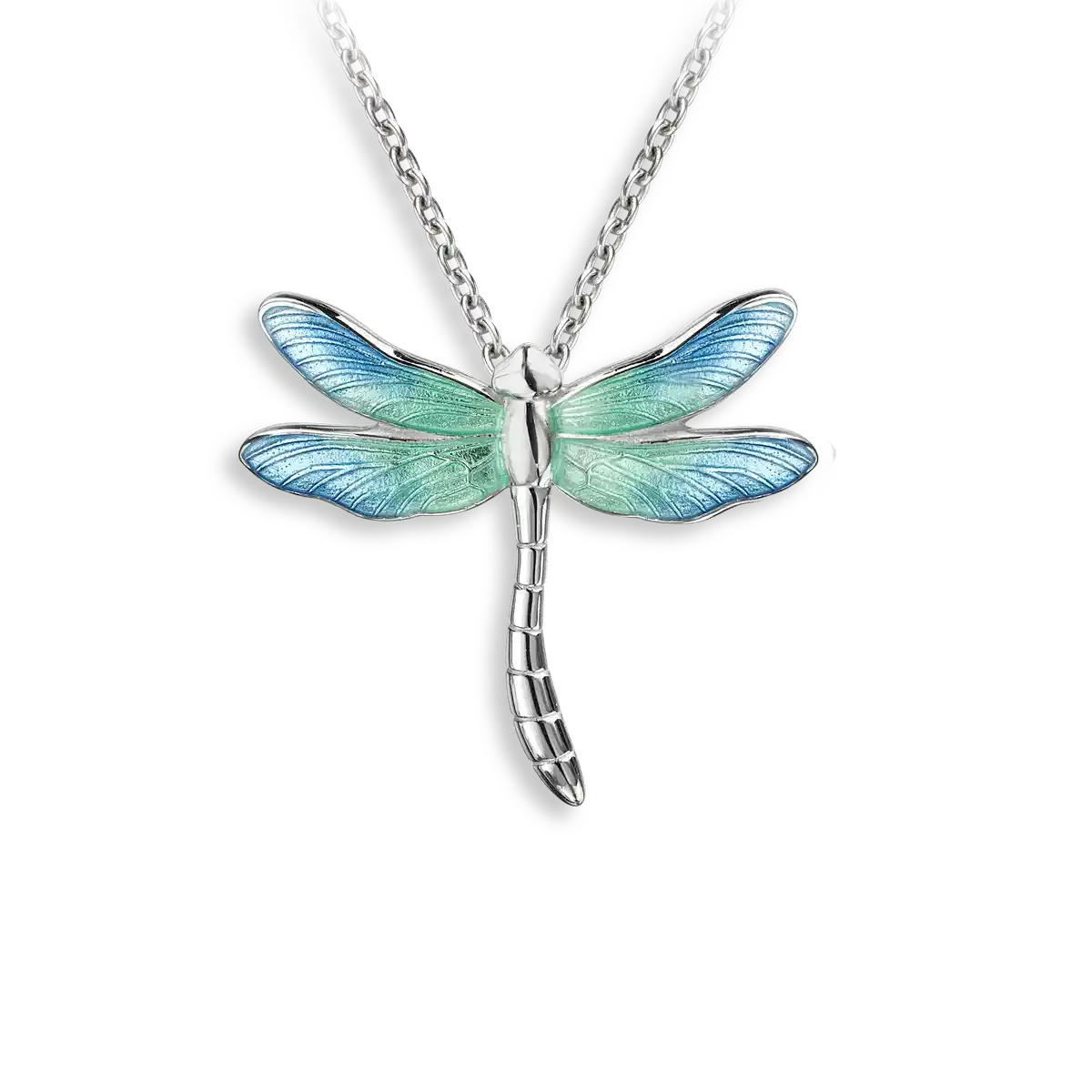 .925 Blue Dragonfly Enamel Necklace