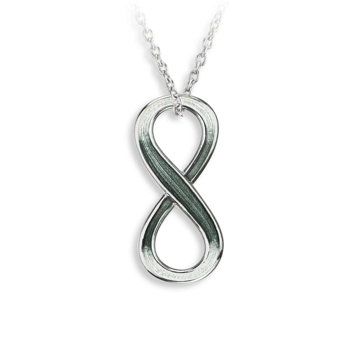 .925 White-Gray Reversible Infinity Enamel Necklace