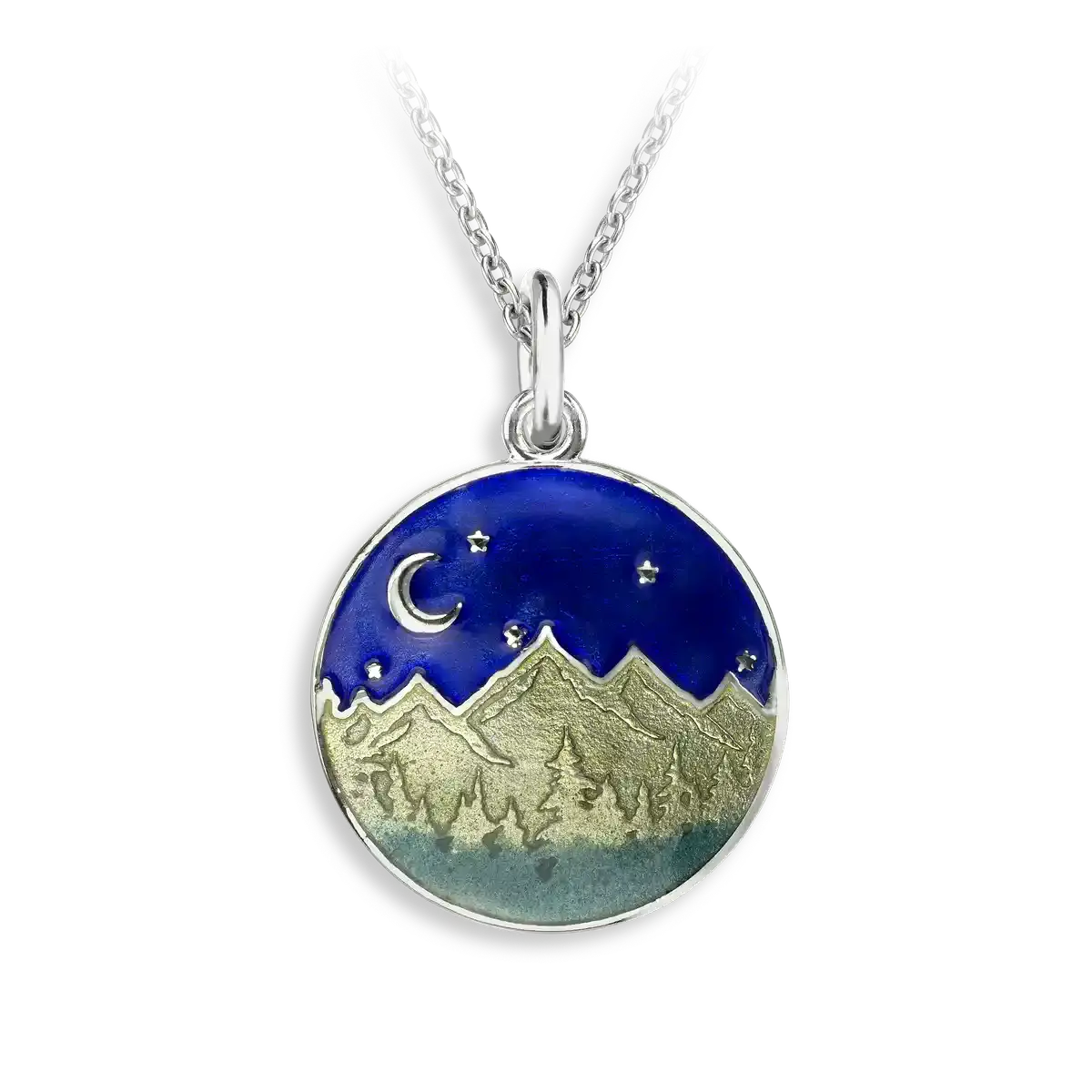 .925 Multi Landscape Mountains Night Necklace