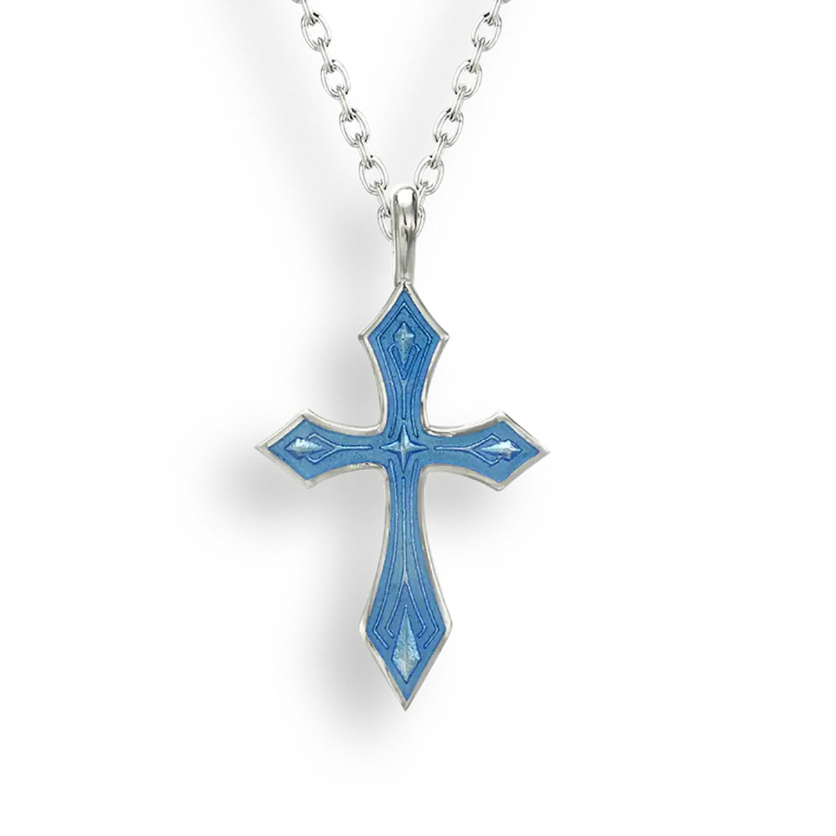 .925 Blue Cross Enamel Necklace
