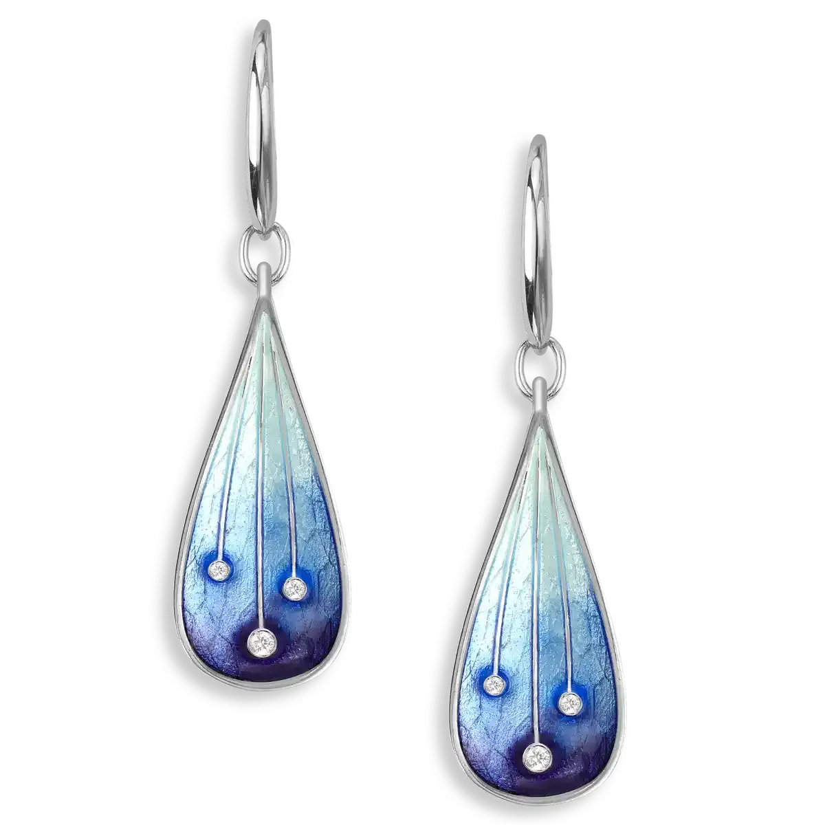 .925 Multi Blue Sky Wire Earrings. Stars White Sapphires