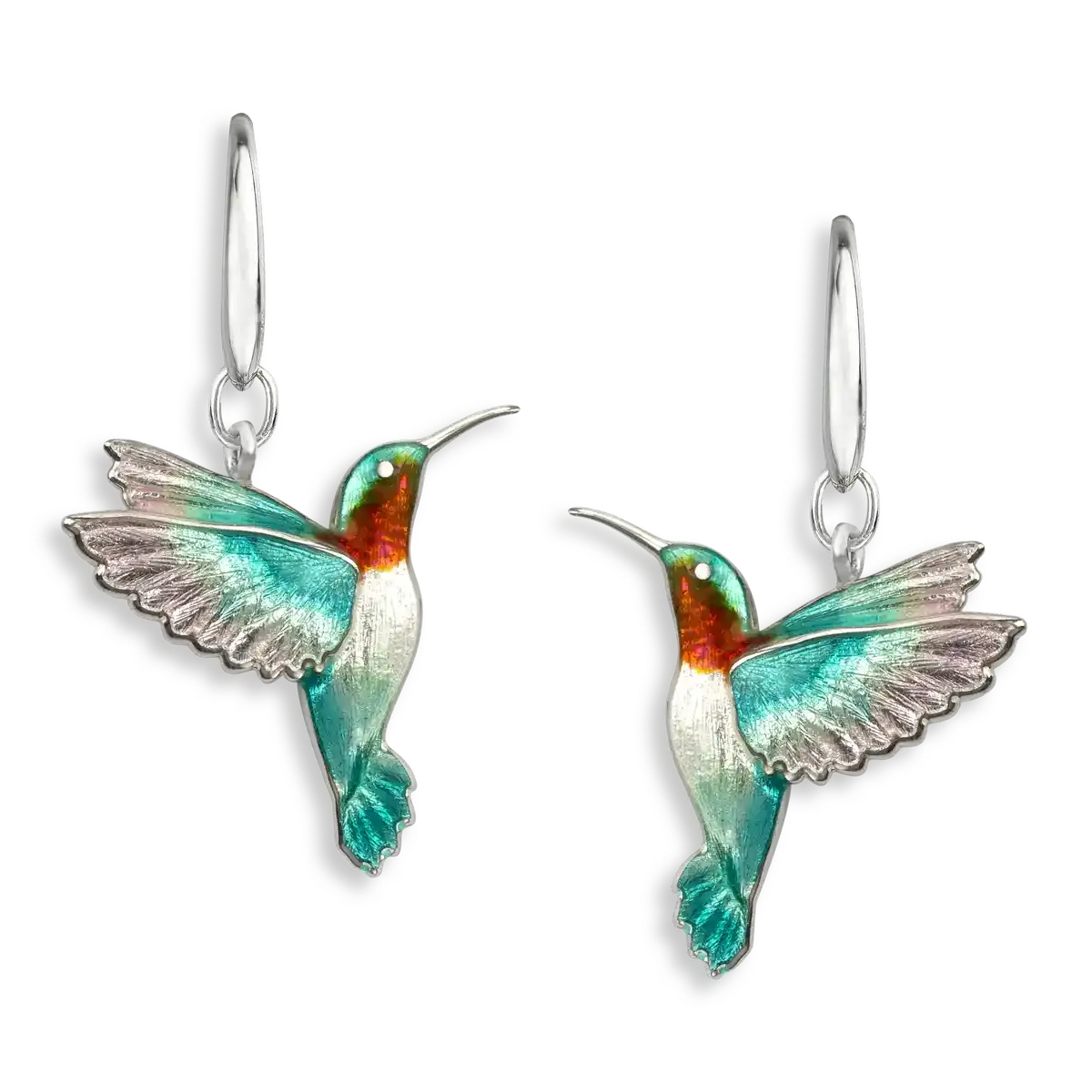 .925 Turquoise Hummingbird Wire Earrings