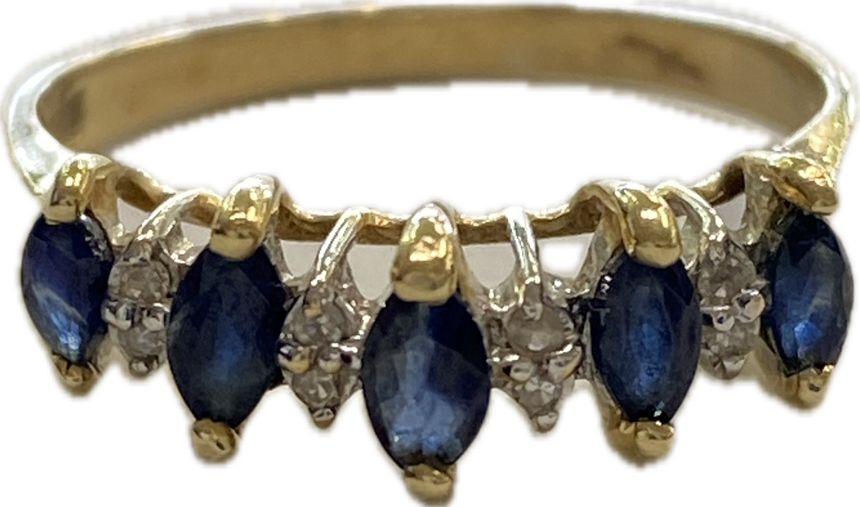 Estate 14KY Sapphire and Diamond Ring (Natural)  Size 7.25