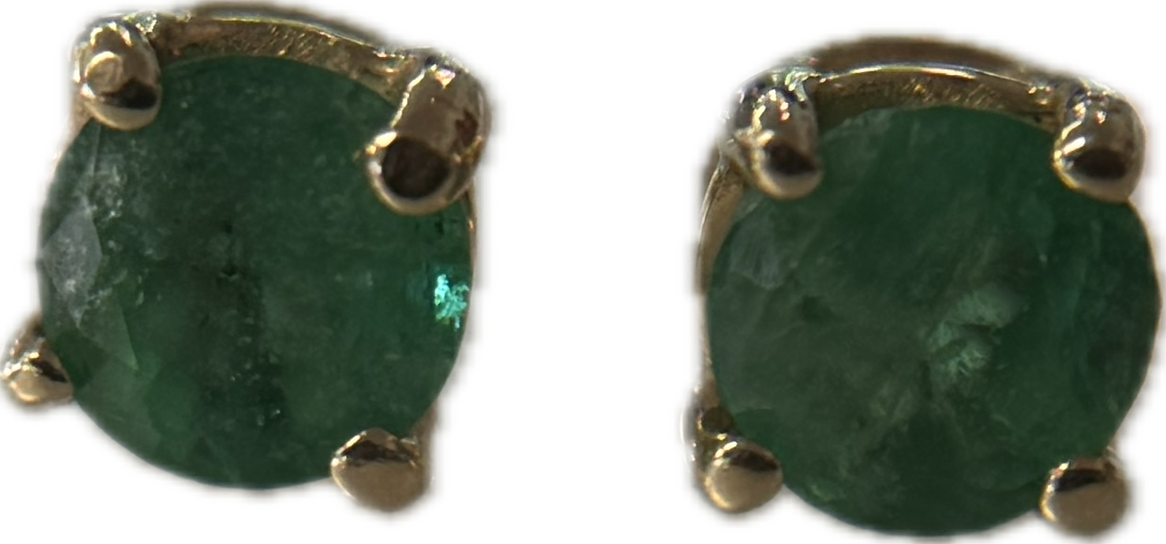 14KY Natural Emerald Stud Earrings