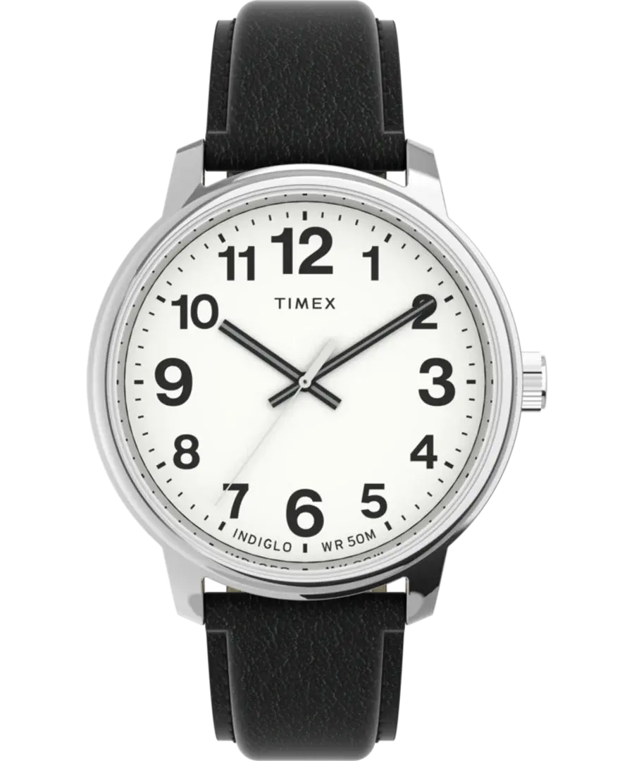 Timex Easy Reader Bold 43mm Leather Strap Watch