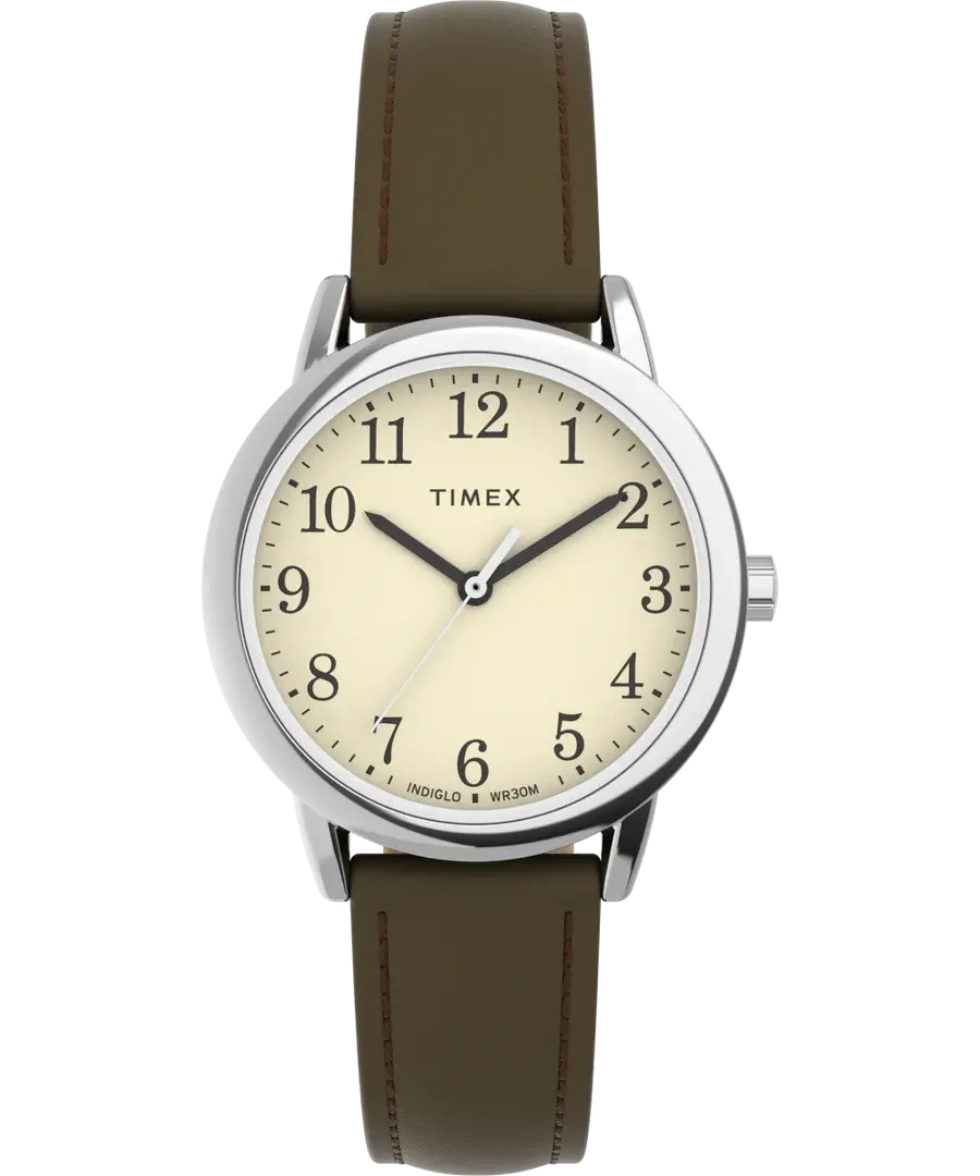 Timex Easy Reader® 30mm One-Time Adjustable Leather Strap Watch