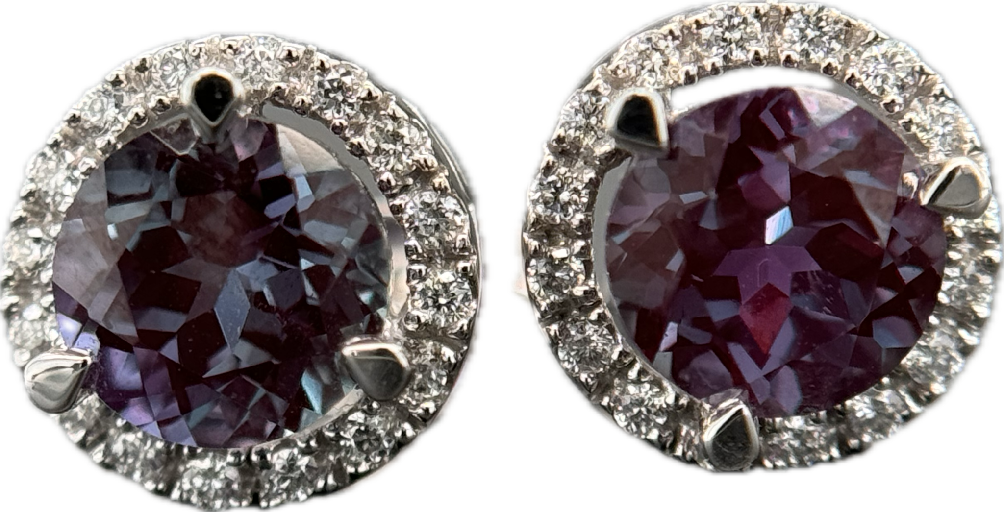 14KW 2.17CT Alexandrite & .15CT Diamond Earrings