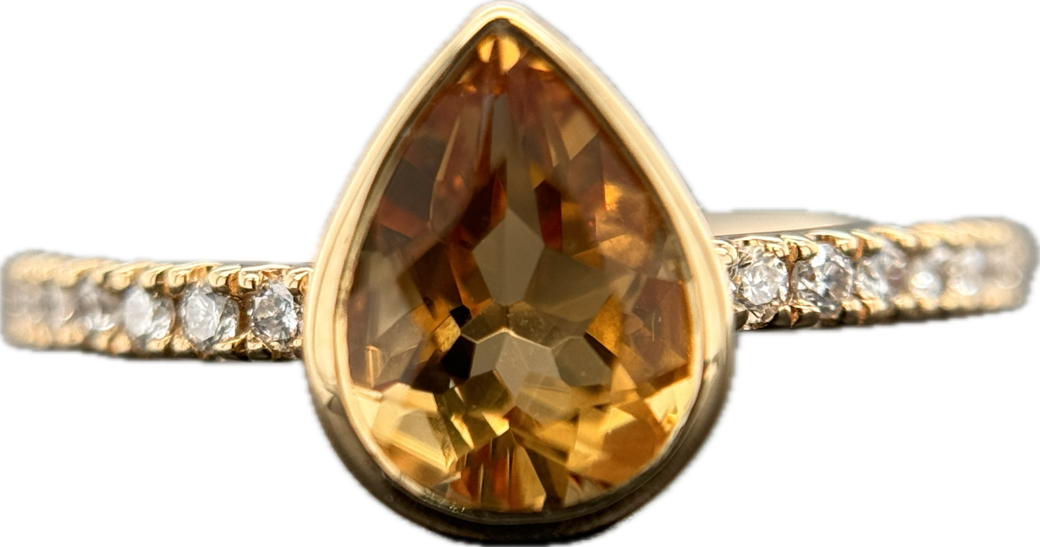 14KY 1.05CT Citrine & .14CT Diamond Ring