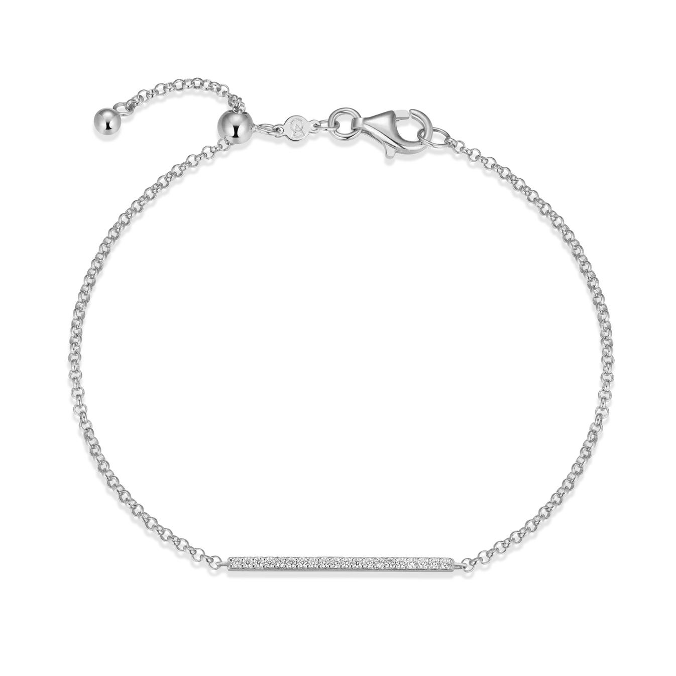 Monte Luna .925 Rhodium Plated Bar Bracelet with Lab Grown Diamonds