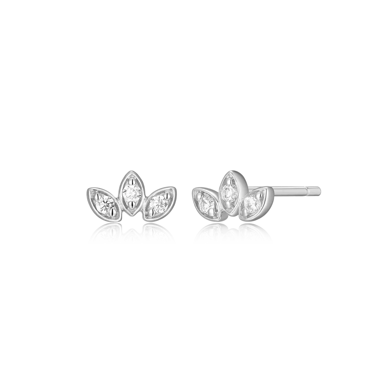 Monte Luna .925 Rhodium Plated Tripple Marquise Diamond Studs