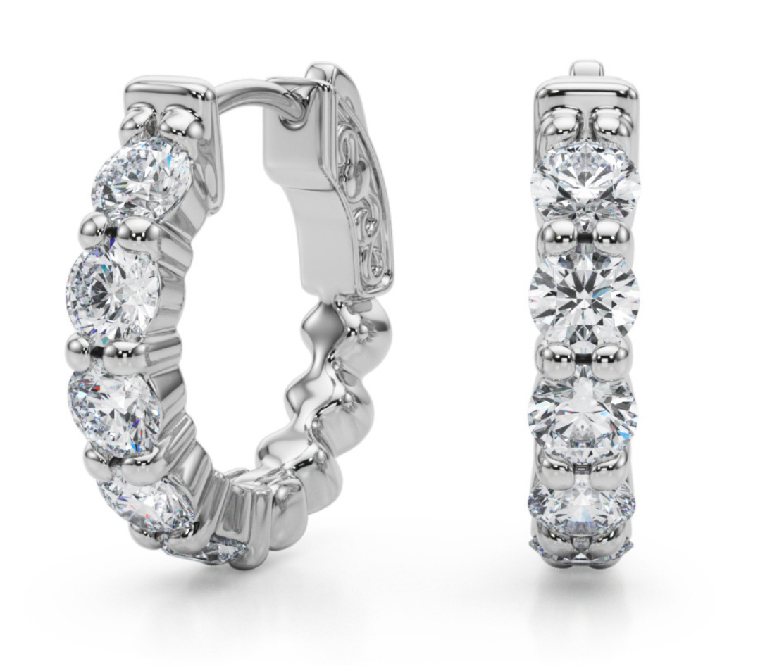 14KW 1.00CTW Lab Grown Diamond Hoops