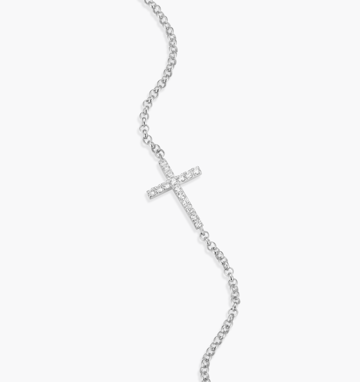 Monte Luna Cross Bolo Bracelet with Lab Diamonds in Rhodium Plated Sterling Silver