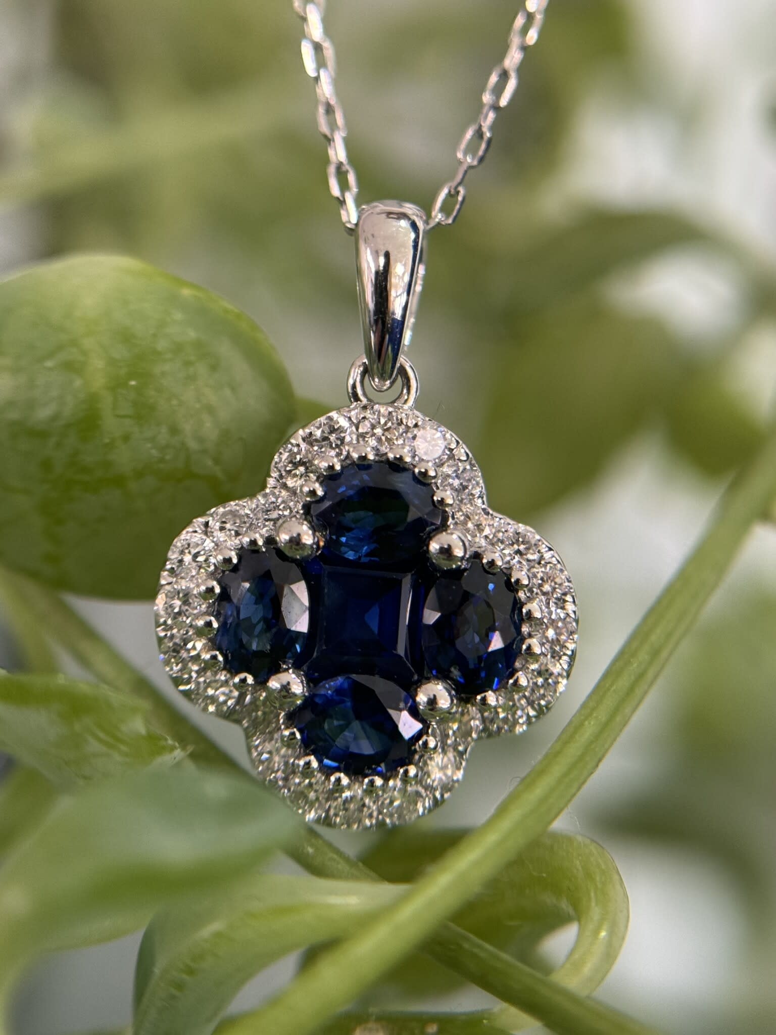14KW Sapphire & Diamond Pendant