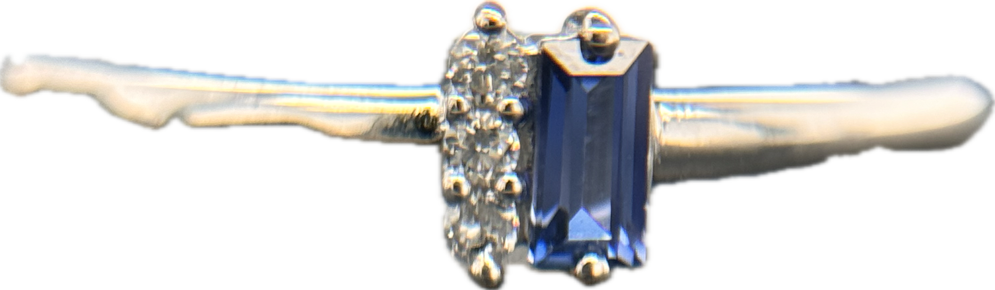 Monte Luna Rhodium Plated Ring with Created Sapphire & Lab Diamonds