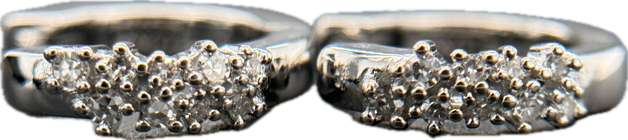 Monte Luna Rhodium Plated Sterling Silver Hoops with Lab Diamonds