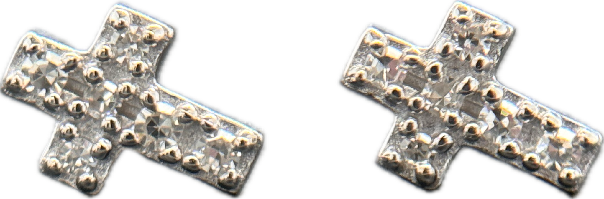 Monte Luna Rhodium Plated Sterling Silver Cross Studs with Lab Diamonds