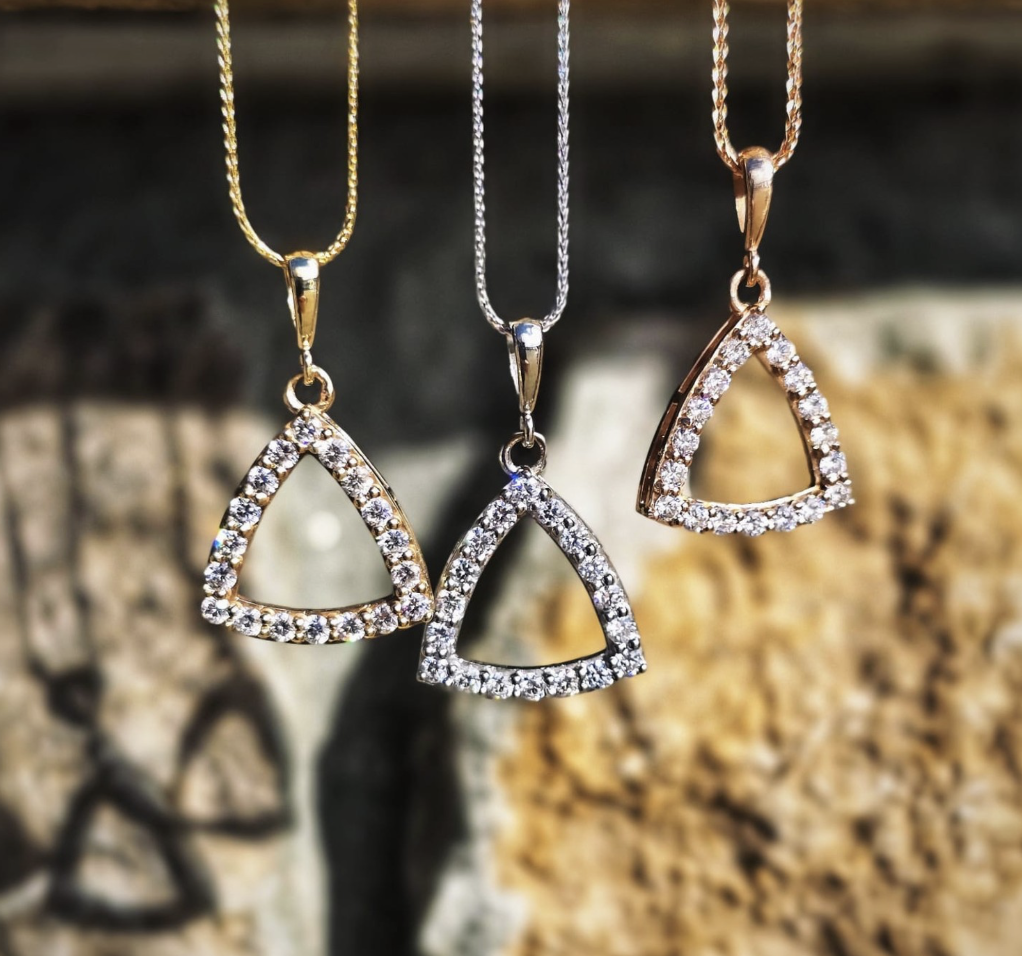 14KR Lab Grown Diamond Triangle Pendants .53CTW