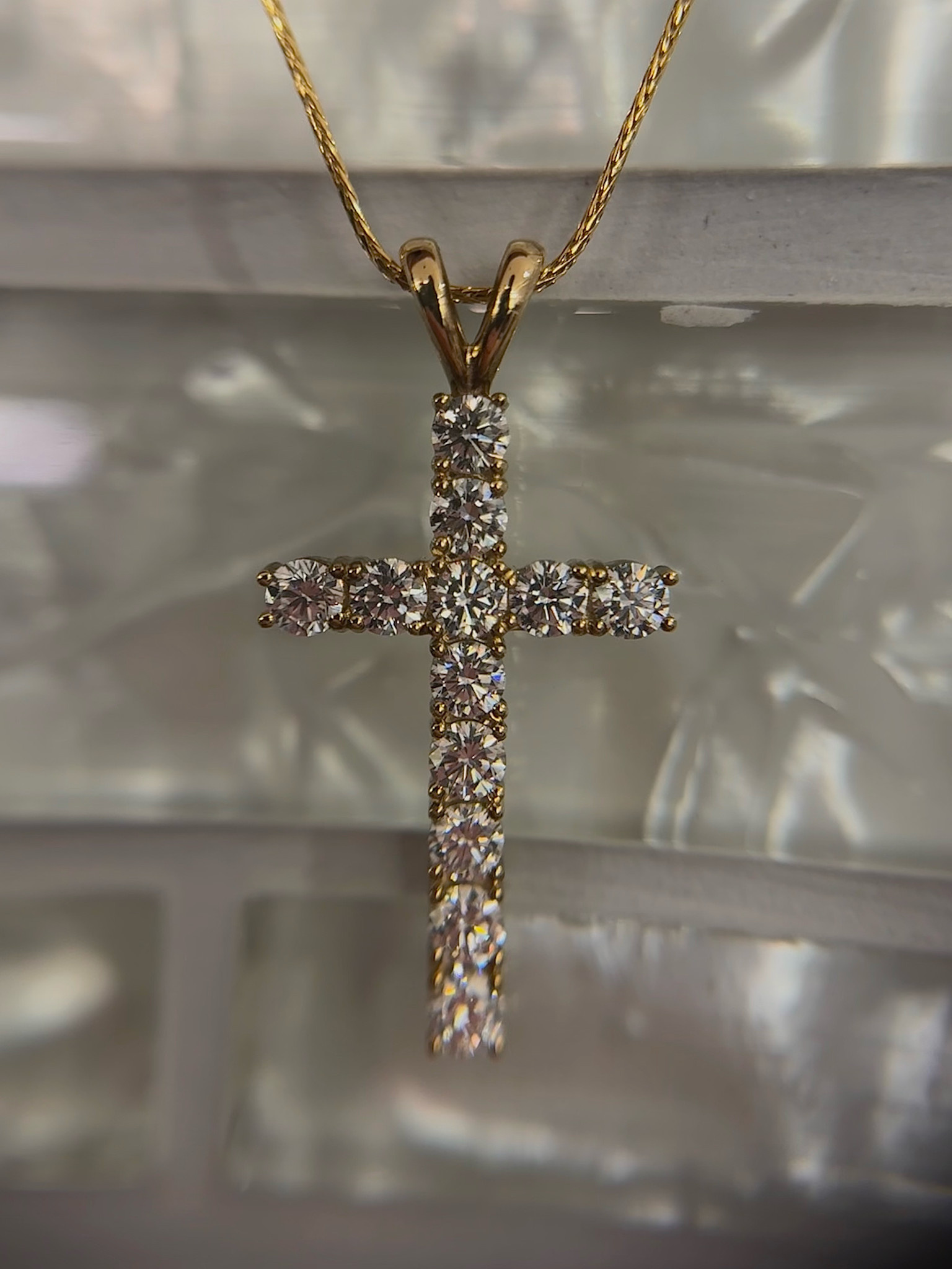 14KY Large 1.2TW Lab Grown Diamond Cross