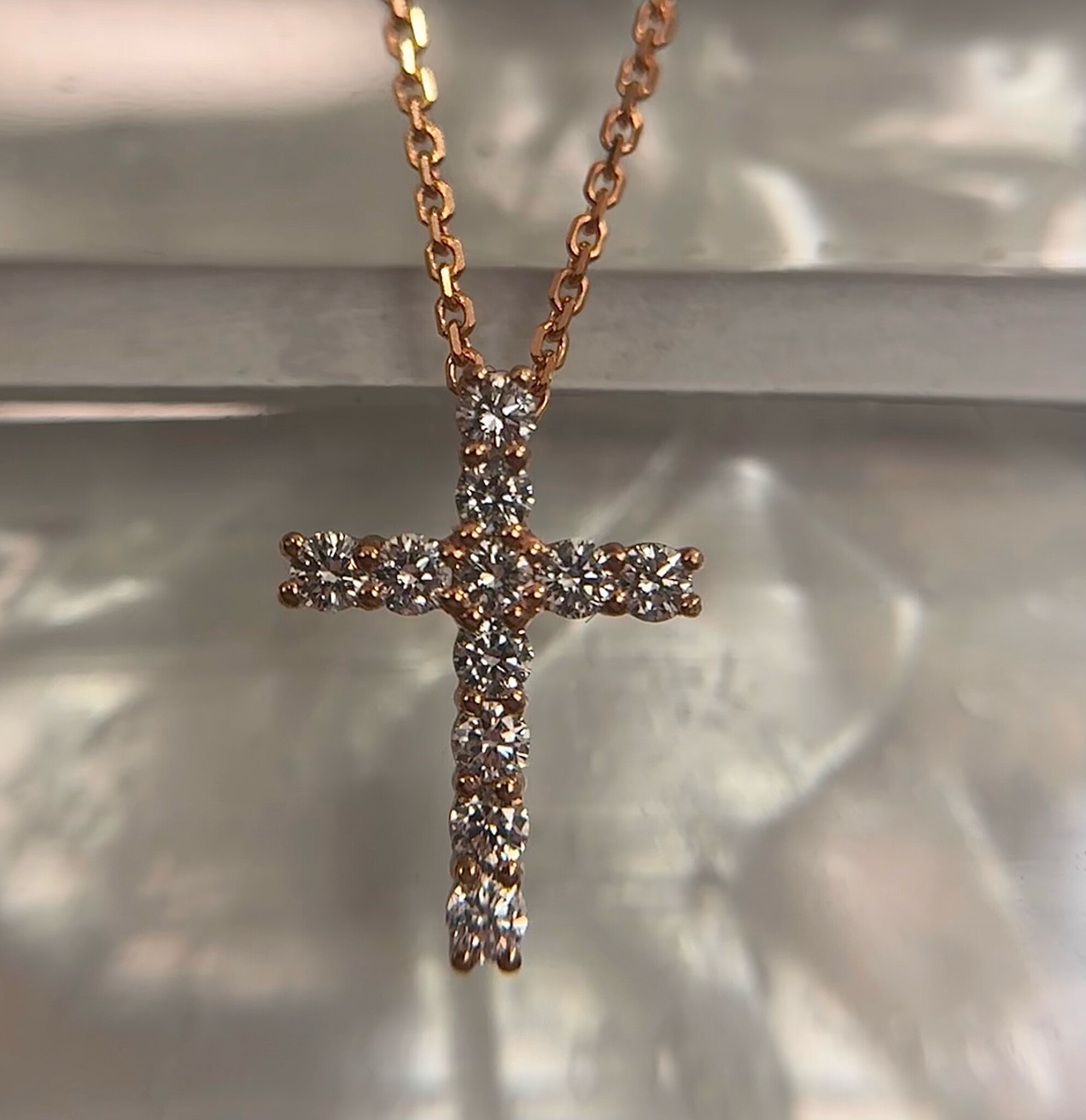14KR Small .35TW Lab Grown Diamond Cross
