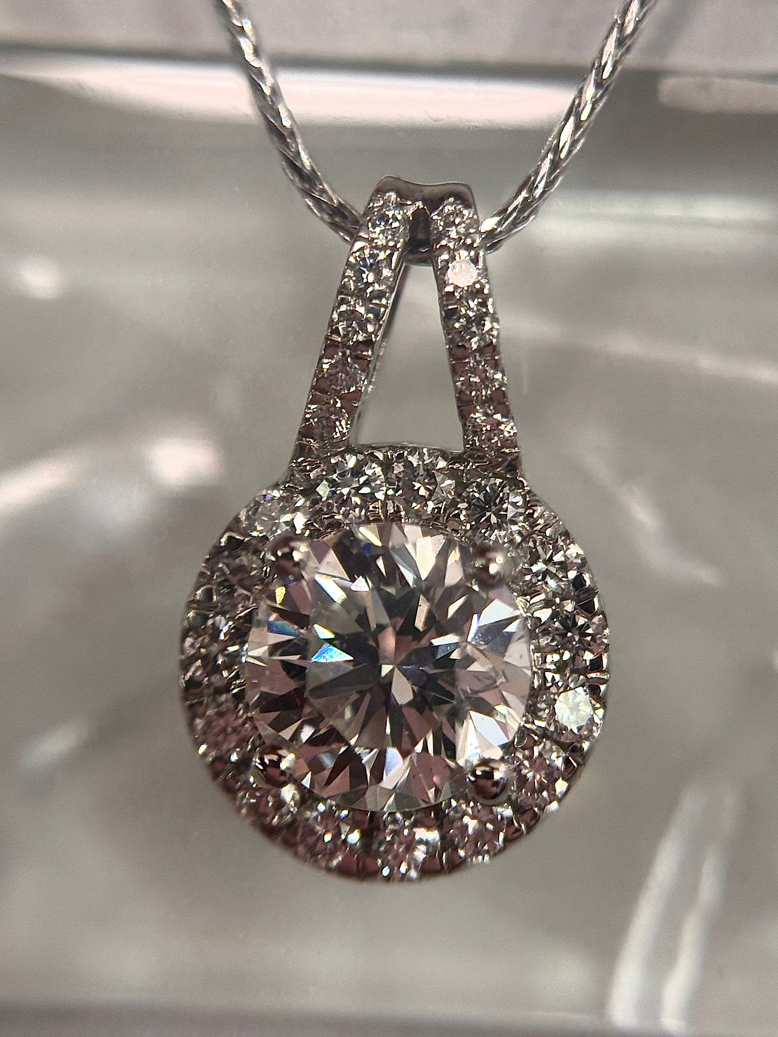 14KW 1.00CT Natural Diamond Halo Pendant .26CT