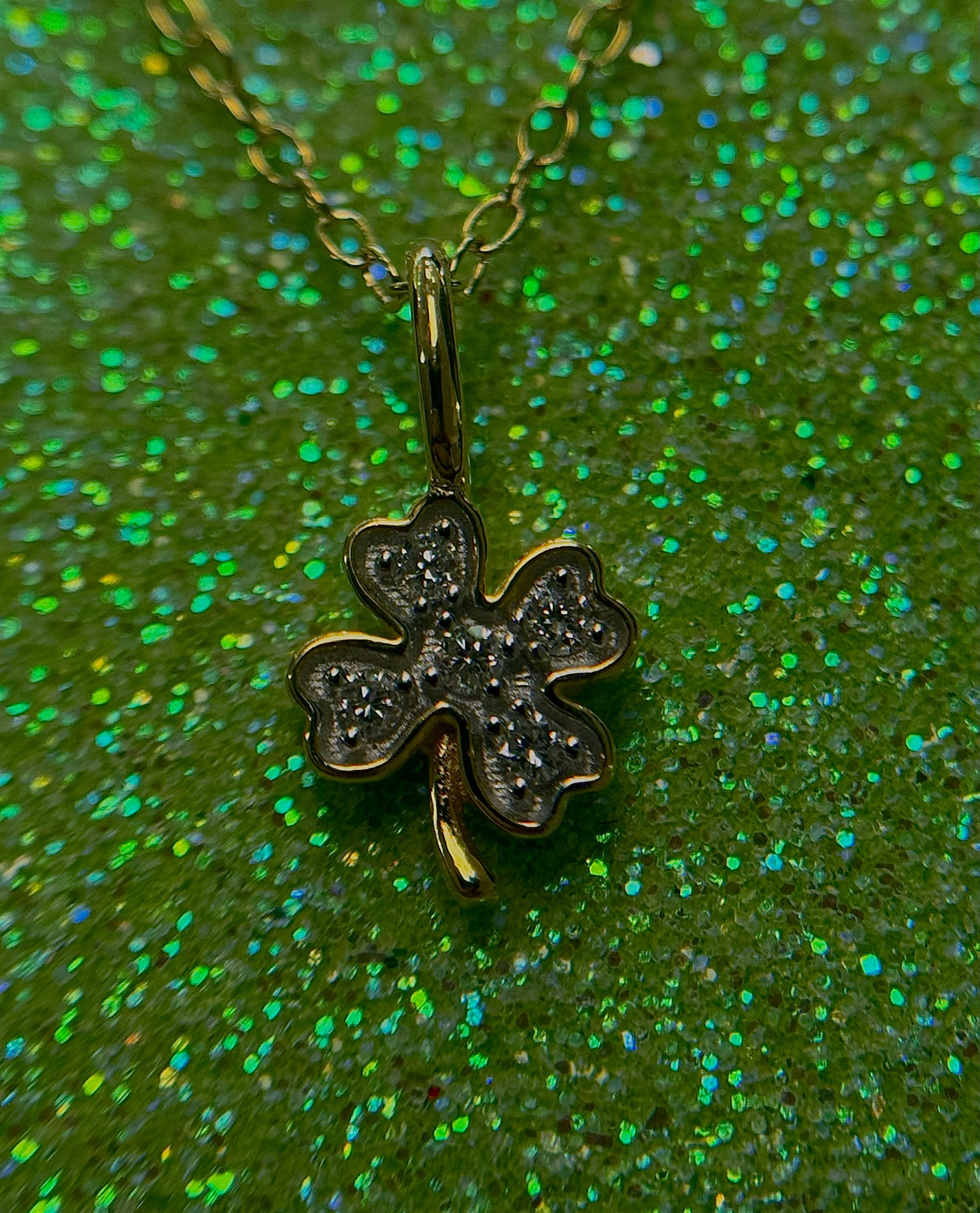 Monte Luna Gold Plated Clover Pendant with Lab Diamonds
