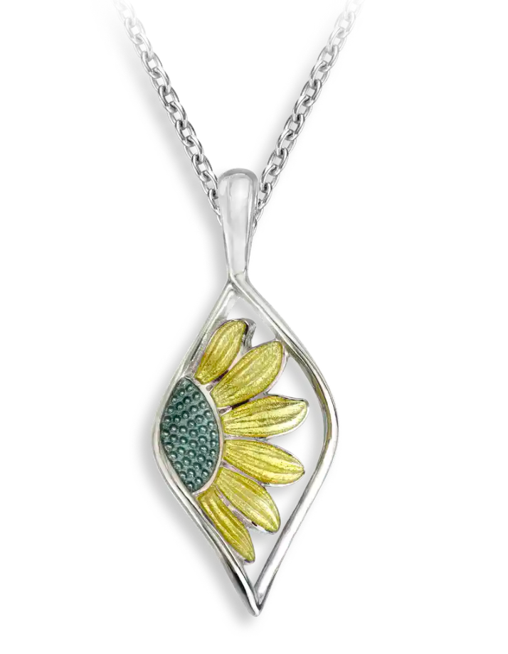 .925 Enamel Yellow Sunflower Necklace
