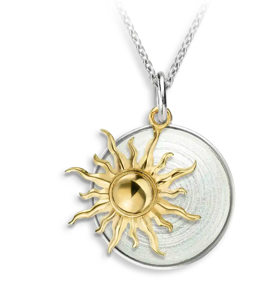 .925 White Vermeil Sun Necklace