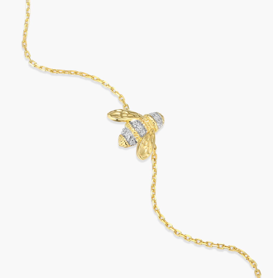 Honey Bee Bolo Bracelet in 14K Yellow Gold-Plated Sterling Silver