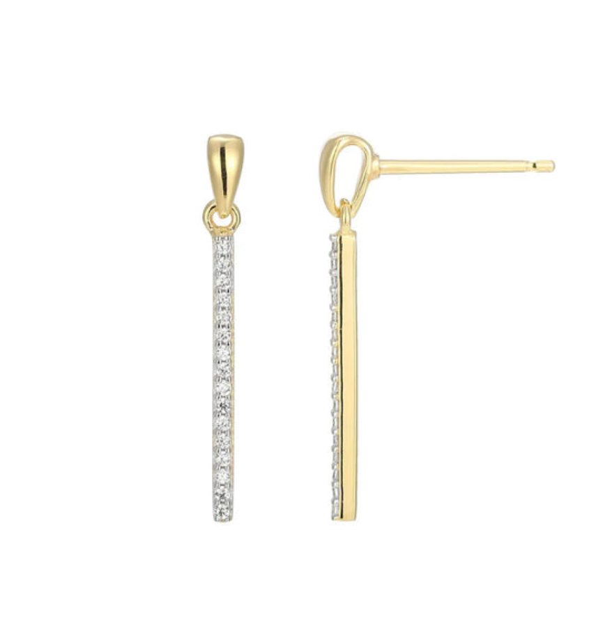 Sterling Silver Gold Plated Rhodium Plated Earrings & Diamond
