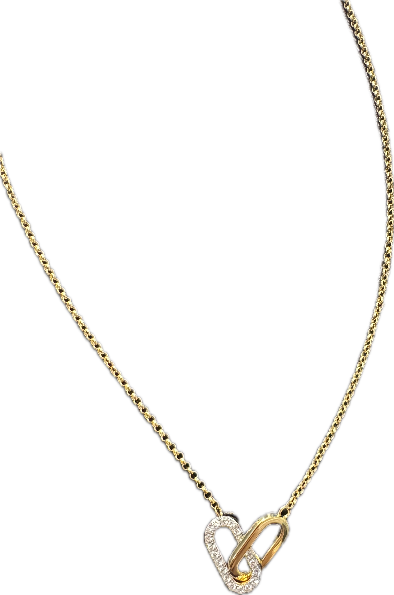 Yellow Gold Plated Interlocking Necklace with Lab Grown Diamonds