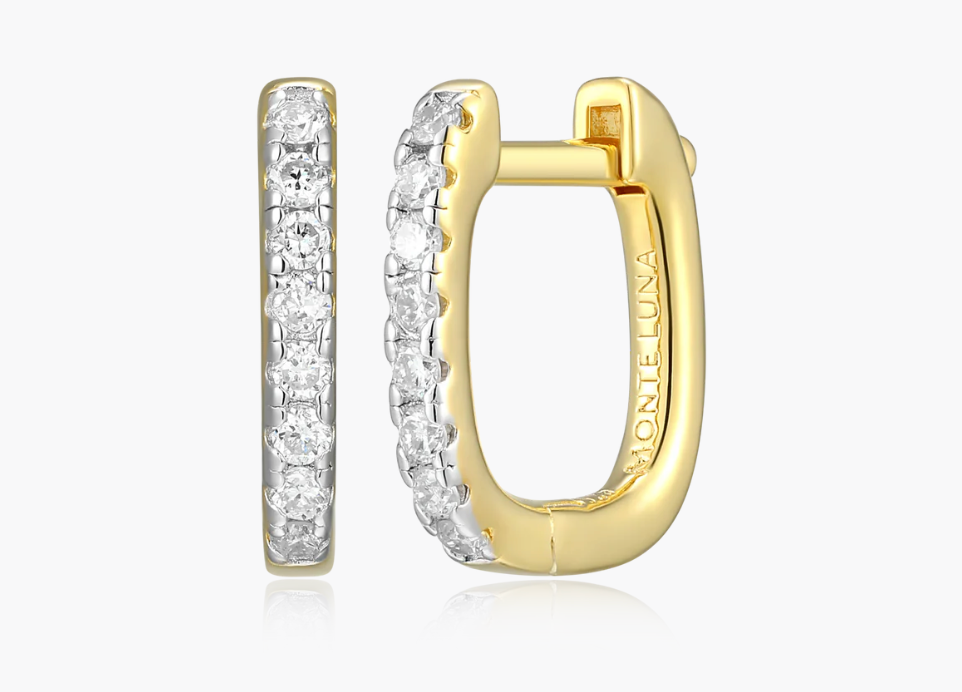 Cushion Hoop Earrings in 14K Yellow Gold-Plated Sterling Silver