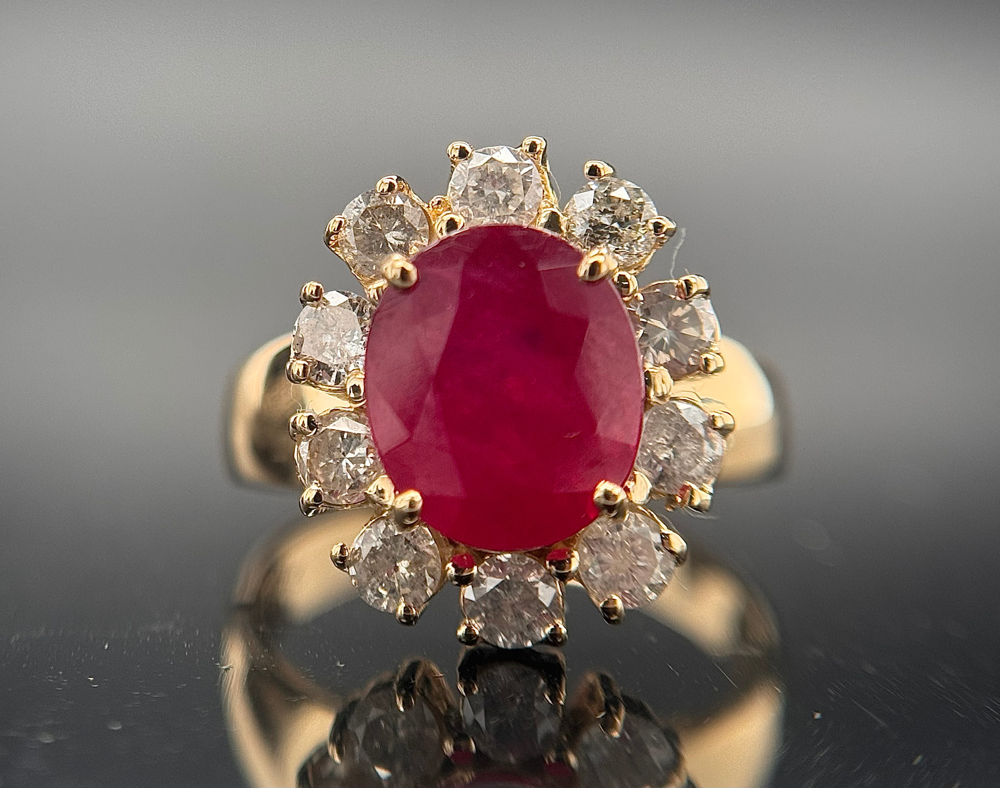 14KY Natural Ruby & Diamond Ring