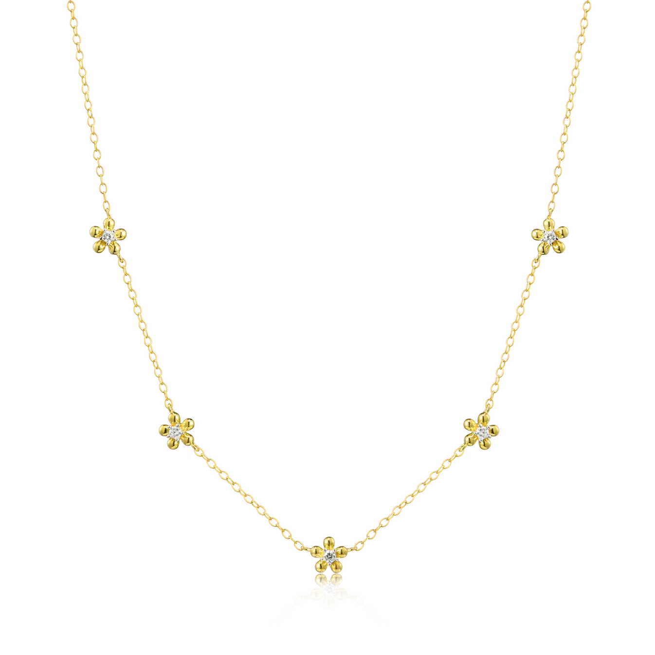 Monte Luna Flower Station Necklace in 14K Yellow Gold-Plated Sterling Silver